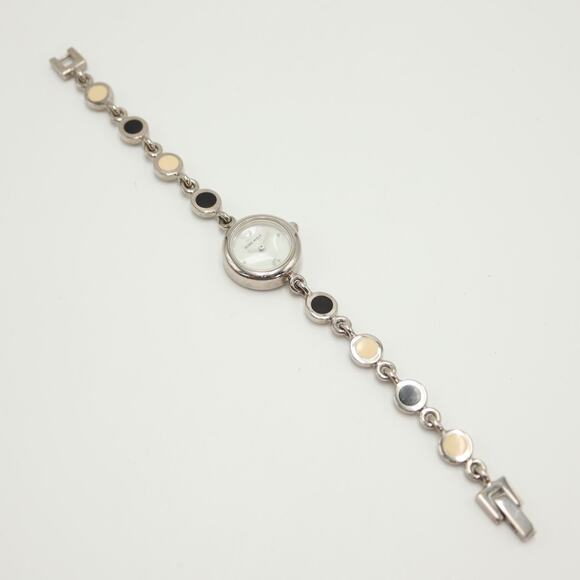 Nine West Womens MOP Petite 20mm Watch Art Deco Dot Bracelet w New Battery - Picture 12 of 14